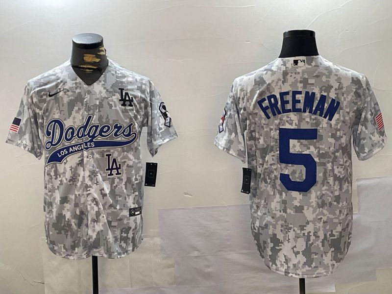 Men Los Angeles Dodgers 5 Freeman Camo Joint Name 2024 Nike MLB Jersey style 5